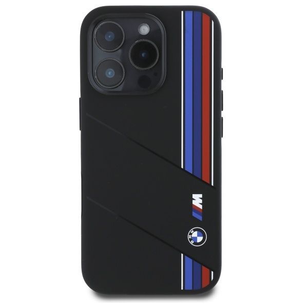 Muu telefoni lisavarustus BMW BMW BMHMP16X23SCUK iPhone 16 Pro Max 6.9" black/black hardcase Silicone Cut Tricolor Lines MagSafe