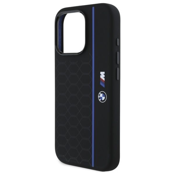 Other Phone Accessory BMW BMW BMHMP16X23SHEB iPhone 16 Pro Max 6.9" black/black hardcase Silicone Hexagon Blue Line MagSafe