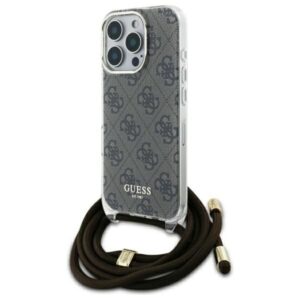 Cits mobilo telefonu aksesuārs Guess  Guess GUHCP16LHC4SEW iPhone 16 Pro 6.3" brown/brown hardcase Crossbody Cord 4G Print 
