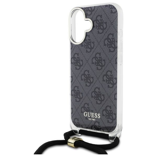 Cits mobilo telefonu aksesuārs Guess Guess GUHCP16SHC4SEK iPhone 16 6.1" black/black hardcase Crossbody Cord 4G Print