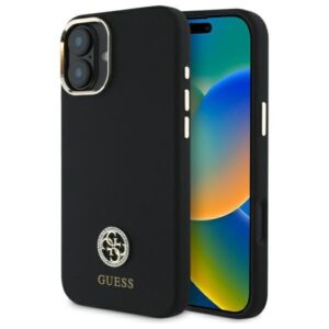Cits mobilo telefonu aksesuārs Guess  Guess GUHCP16SM4DGPK iPhone 16 6.1" black/black hardcase Silicone Logo Strass 4G