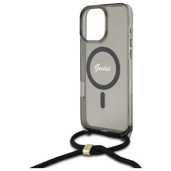 Muu telefoni lisavarustus Guess Guess GUHMP16LHCTSGNSK iPhone 16 Pro 6.3" black/black hardcase Crossbody Cord Script MagSafe