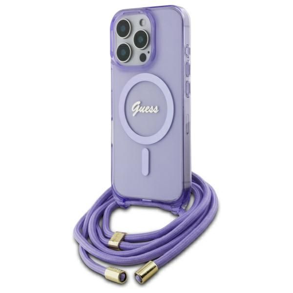 Muu telefoni lisavarustus Guess Guess GUHMP16LHCTSGNSU iPhone 16 Pro 6.3" purple/purple hardcase Crossbody Cord Script MagSafe