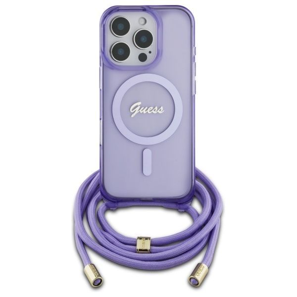 Muu telefoni lisavarustus Guess Guess GUHMP16LHCTSGNSU iPhone 16 Pro 6.3" purple/purple hardcase Crossbody Cord Script MagSafe