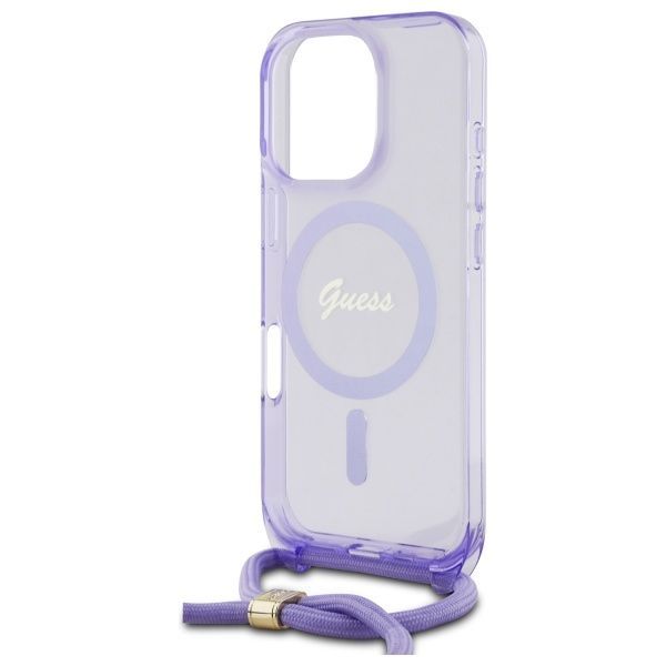 Muu telefoni lisavarustus Guess Guess GUHMP16LHCTSGNSU iPhone 16 Pro 6.3" purple/purple hardcase Crossbody Cord Script MagSafe