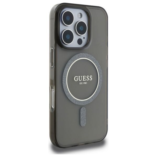 Muu telefoni lisavarustus Guess Guess GUHMP16LHFGEREK iPhone 16 Pro 6.3" black/black hardcase IML Glitter Circle MagSafe