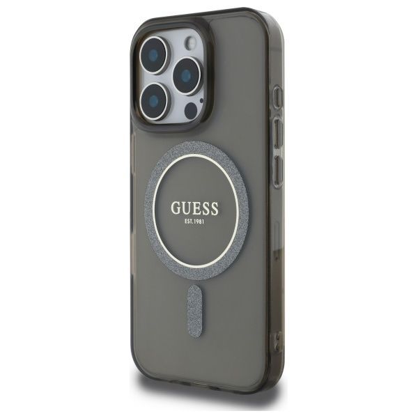 Muu telefoni lisavarustus Guess Guess GUHMP16LHFGEREK iPhone 16 Pro 6.3" black/black hardcase IML Glitter Circle MagSafe
