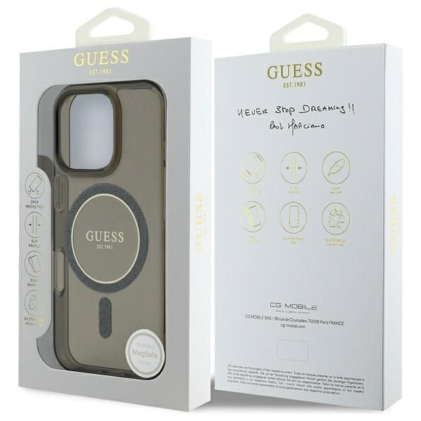 Muu telefoni lisavarustus Guess Guess GUHMP16LHFGEREK iPhone 16 Pro 6.3" black/black hardcase IML Glitter Circle MagSafe