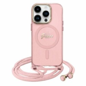 Cits mobilo telefonu aksesuārs Guess  Guess GUHMP16SHCTSGNSP iPhone 16 6.1" pink/pink hardcase Crossbody Cord Script MagSafe