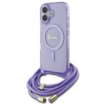Kitas telefono priedas Guess  Guess GUHMP16SHCTSGNSU iPhone 16 6.1" purple/purple hardcase Crossbody Cord Script MagSafe