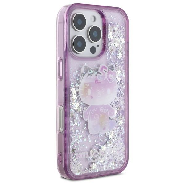 Kitas telefono priedas Hello Kitty Hello Kitty HKHCP16LL50PPU iPhone 16 Pro 6.3" purple/purple hardcase Liquid Glitter 50TH Anniversary Party