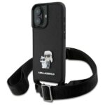 Другой аксессуар для телефона Karl Lagerfeld  Karl Lagerfeld Saffiano Karl&Choupette Metal Pin CBDY Strap iPhone 16 Case - Black 