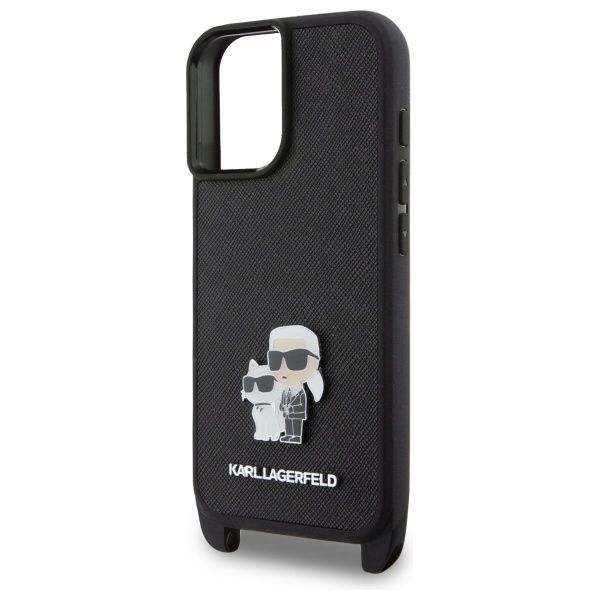 Other Phone Accessory Karl Lagerfeld Karl Lagerfeld KLHCP16SSAKCPBK iPhone 16 6.1" black hardcase Saffiano Karl&Choupette Metal Pin CBDY Strap