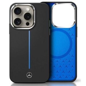 Muu telefoni lisavarustus Mercedes-Benz  Mercedes Silicone Blue Stripe MagSafe iPhone 16 Case - Black 