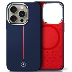 Muu telefoni lisavarustus Mercedes-Benz  Mercedes Silicone Red Stripe MagSafe Case for iPhone 16 Pro Max - Navy Blue 