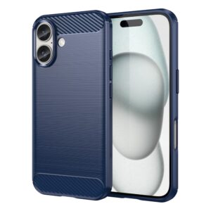 Aizmugurējais vāciņš Hurtel  Carbon Case for iPhone 16 Silicone Case - Blue 