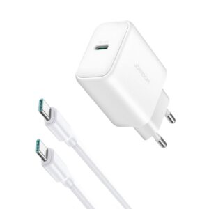 Adapteris Joyroom  Joyroom JR-TCF24 USB-C PD 30W QC SFC network charger - white + 1m USB-C cable 