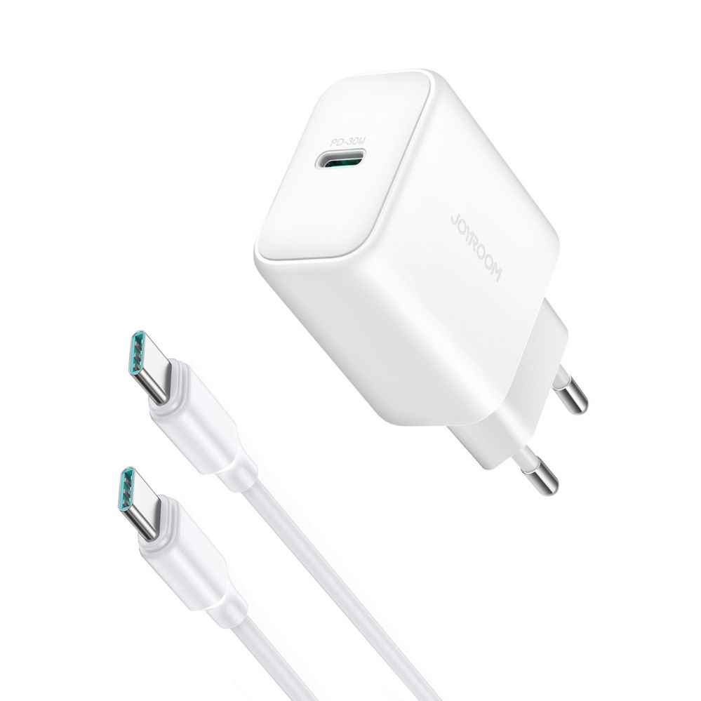 Adaptrid Joyroom Joyroom JR-TCF24 USB-C PD 30W QC SFC network charger - white + 1m USB-C cable