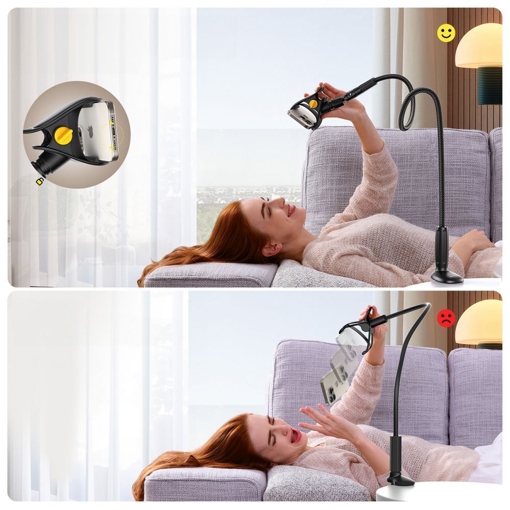 Automatinis laikiklis Joyroom Joyroom JR-ZS389 holder with flexible arm for a desk phone - black