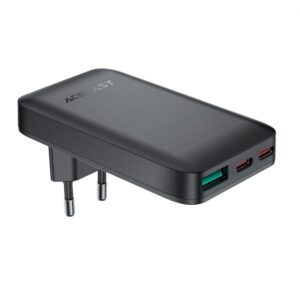Adapteris Acefast  Acefast A100 65W GaN 2 USB-C+ USB-A Charger Ultra Slim - Black 