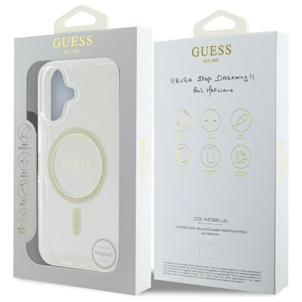 Muu telefoni lisavarustus Guess Guess GUHMP16MHFGERET iPhone 16 Plus 6.7" transparent hardcase IML Glitter Circle MagSafe