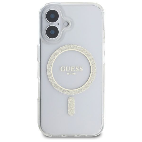 Muu telefoni lisavarustus Guess Guess GUHMP16MHFGERET iPhone 16 Plus 6.7" transparent hardcase IML Glitter Circle MagSafe
