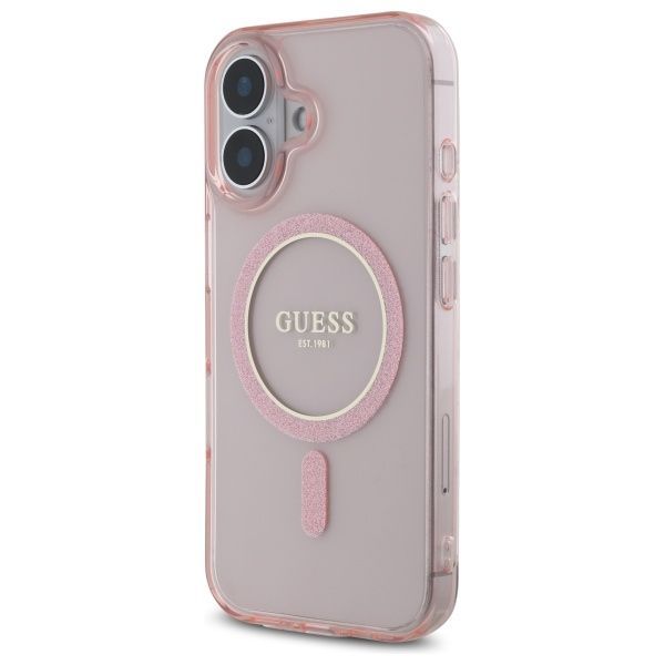 Other Phone Accessory Guess Guess GUHMP16SHFGEREP iPhone 16 6.1" pink/pink hardcase IML Glitter Circle MagSafe