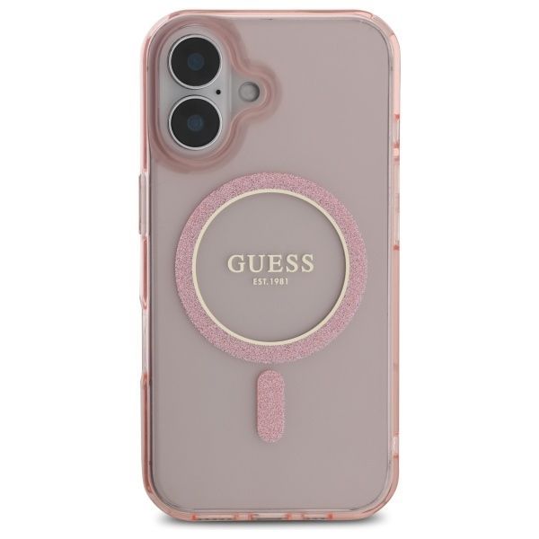 Other Phone Accessory Guess Guess GUHMP16SHFGEREP iPhone 16 6.1" pink/pink hardcase IML Glitter Circle MagSafe