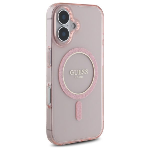 Other Phone Accessory Guess Guess GUHMP16SHFGEREP iPhone 16 6.1" pink/pink hardcase IML Glitter Circle MagSafe