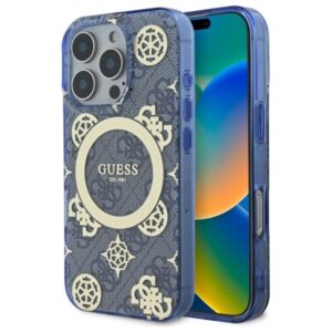 Cits mobilo telefonu aksesuārs Guess  Guess GUHMP16XH4PYEEB iPhone 16 Pro Max 6.9" blue/blue hardcase IML Peony On 4G Background MagSafe 