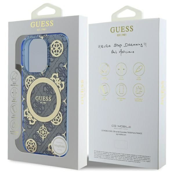 Other Phone Accessory Guess Guess GUHMP16XH4PYEEB iPhone 16 Pro Max 6.9" blue/blue hardcase IML Peony On 4G Background MagSafe