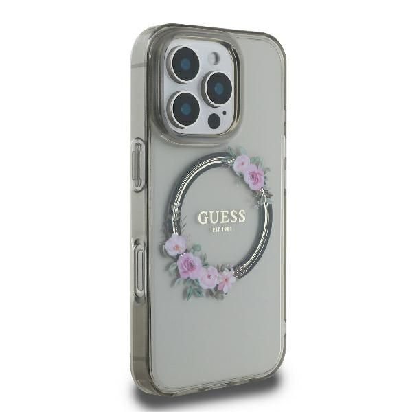 Other Phone Accessory Guess Guess GUHMP16XHFWFCK iPhone 16 Pro Max 6.9" black/black hardcase IML Flowers Wreath MagSafe