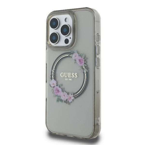 Other Phone Accessory Guess Guess GUHMP16XHFWFCK iPhone 16 Pro Max 6.9" black/black hardcase IML Flowers Wreath MagSafe