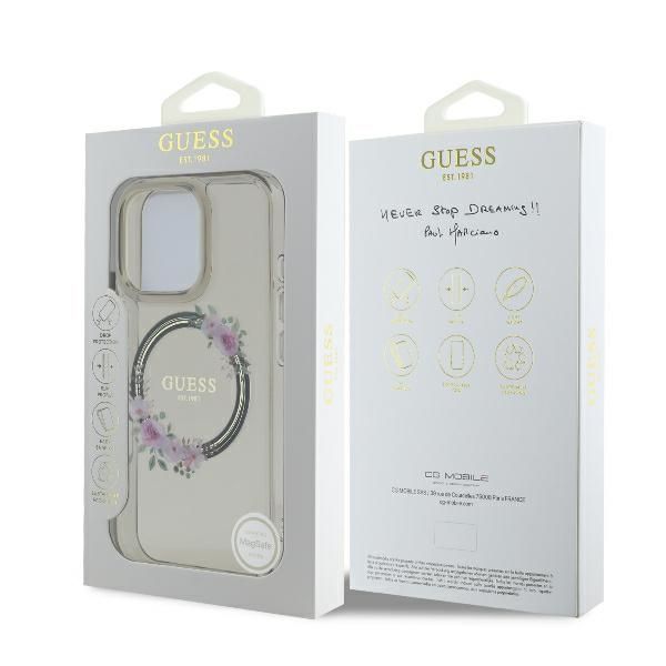 Other Phone Accessory Guess Guess GUHMP16XHFWFCK iPhone 16 Pro Max 6.9" black/black hardcase IML Flowers Wreath MagSafe