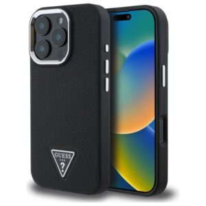 Cits mobilo telefonu aksesuārs Guess  Guess GUHMP16XPGTSPSK iPhone 16 Pro Max 6.3" black/black hardcase Grained Triangle MagSafe 