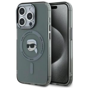 Kitas telefono priedas Karl Lagerfeld  Karl Lagerfeld KLHMP15XHLSKIK iPhone 15 Pro Max 6.7" black/black hardcase IML Metal Karl Head MagSafe 
