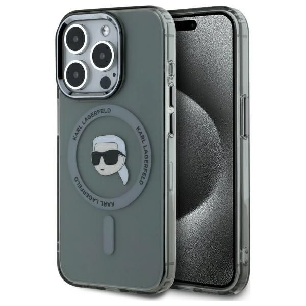 Muu telefoni lisavarustus Karl Lagerfeld Karl Lagerfeld KLHMP15XHLSKIK iPhone 15 Pro Max 6.7" black/black hardcase IML Metal Karl Head MagSafe