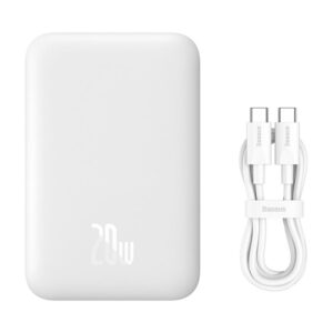 Power bank Baseus  Baseus Magnetic Mini Air PPCXM06A 6000mAh 20W Power Bank with Simple Series USB-C Cable - White 