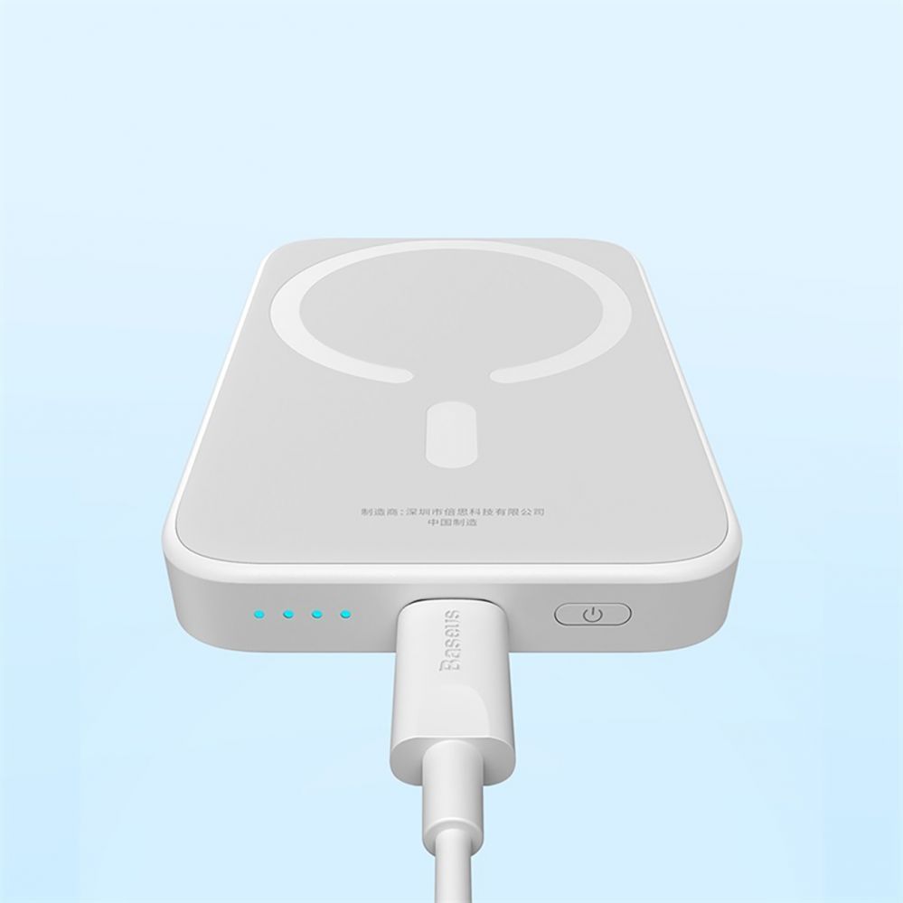 Väline aku Baseus Baseus Magnetic Mini Air PPCXM06A 6000mAh 20W Power Bank with Simple Series USB-C Cable - White