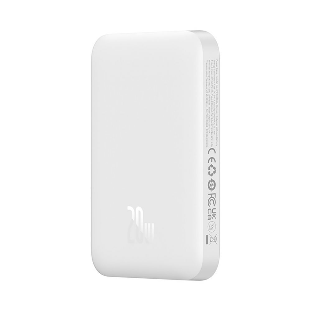 Väline aku Baseus Baseus Magnetic Mini Air PPCXM06A 6000mAh 20W Power Bank with Simple Series USB-C Cable - White