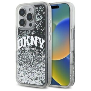 Kitas telefono priedas DKNY  DKNY DKHCP16LLBNAEK iPhone 16 Pro 6.3" black/black hardcase Liquid Glitter Arch Logo 