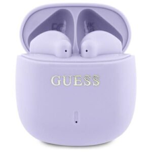 Cits mobilo telefonu aksesuārs Guess  Guess Bluetooth headphones GUTWSJ14ESGU TWS + docking station purple/purple Printed Classic Logo