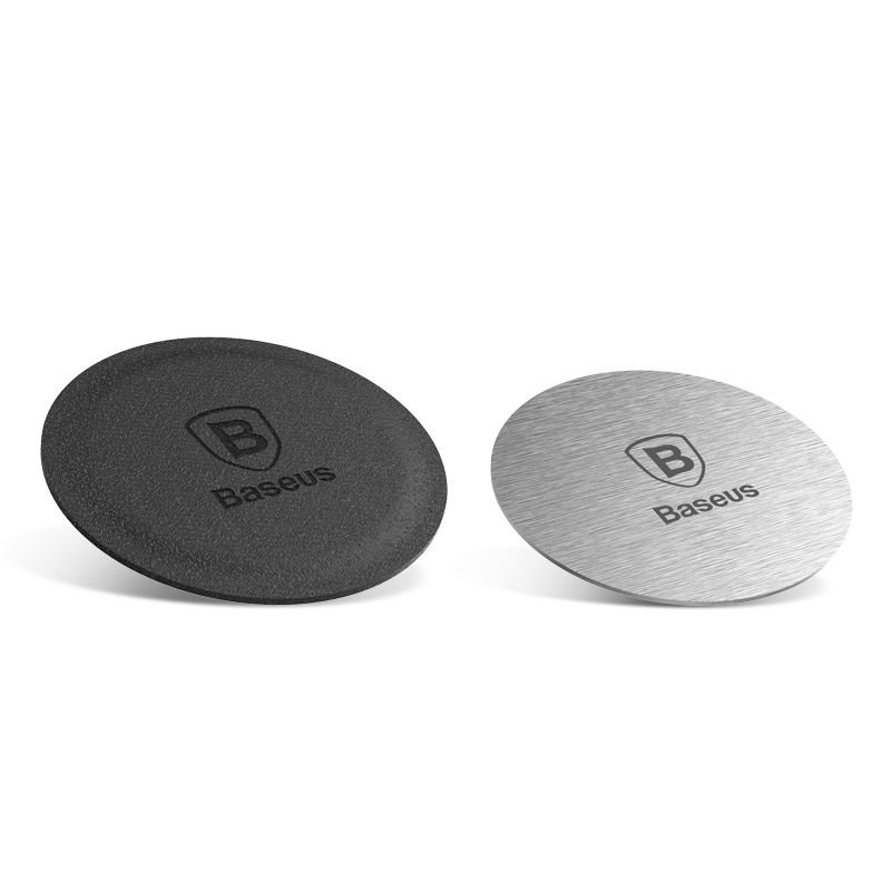 Auto holder Baseus Baseus Magnet Iron Suit self-adhesive plates for magnetic holders - silver and black (2 pcs.)