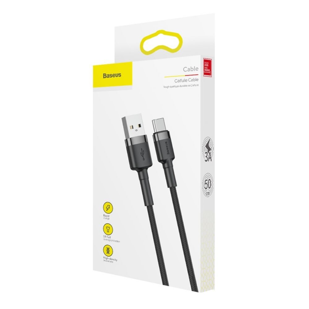 Cable Baseus Baseus Cafule USB-A / USB-C QC 3.0 3A cable 0.5 m - black-gray