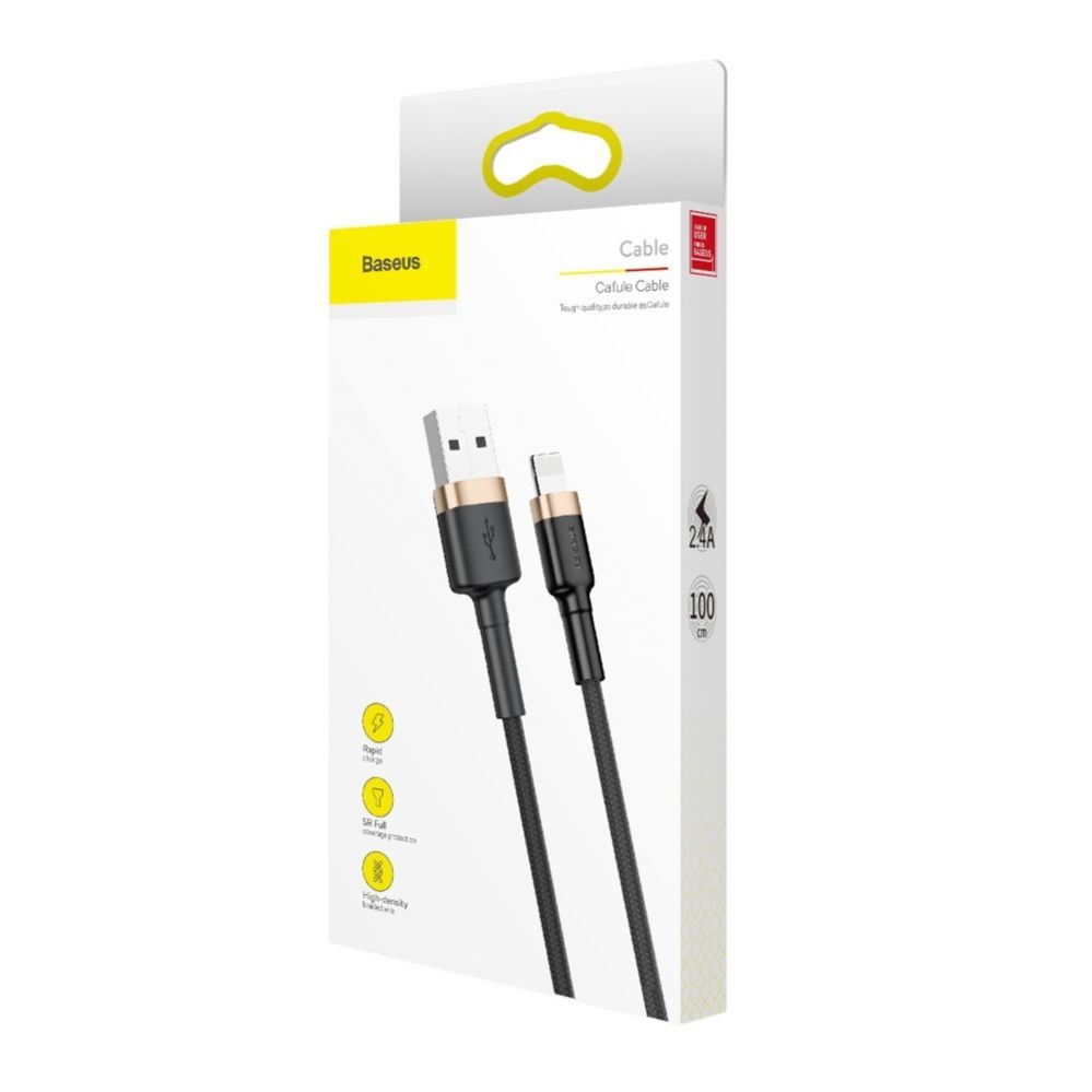 Cable Baseus Baseus Cafule USB-A / Lightning 2.4A QC 3.0 cable 1 m - black and gold