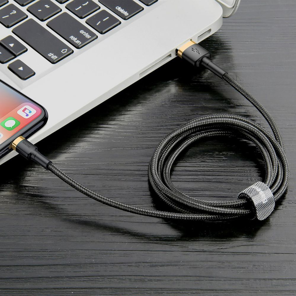 Cable Baseus Baseus Cafule USB-A / Lightning 2.4A QC 3.0 cable 1 m - black and gold