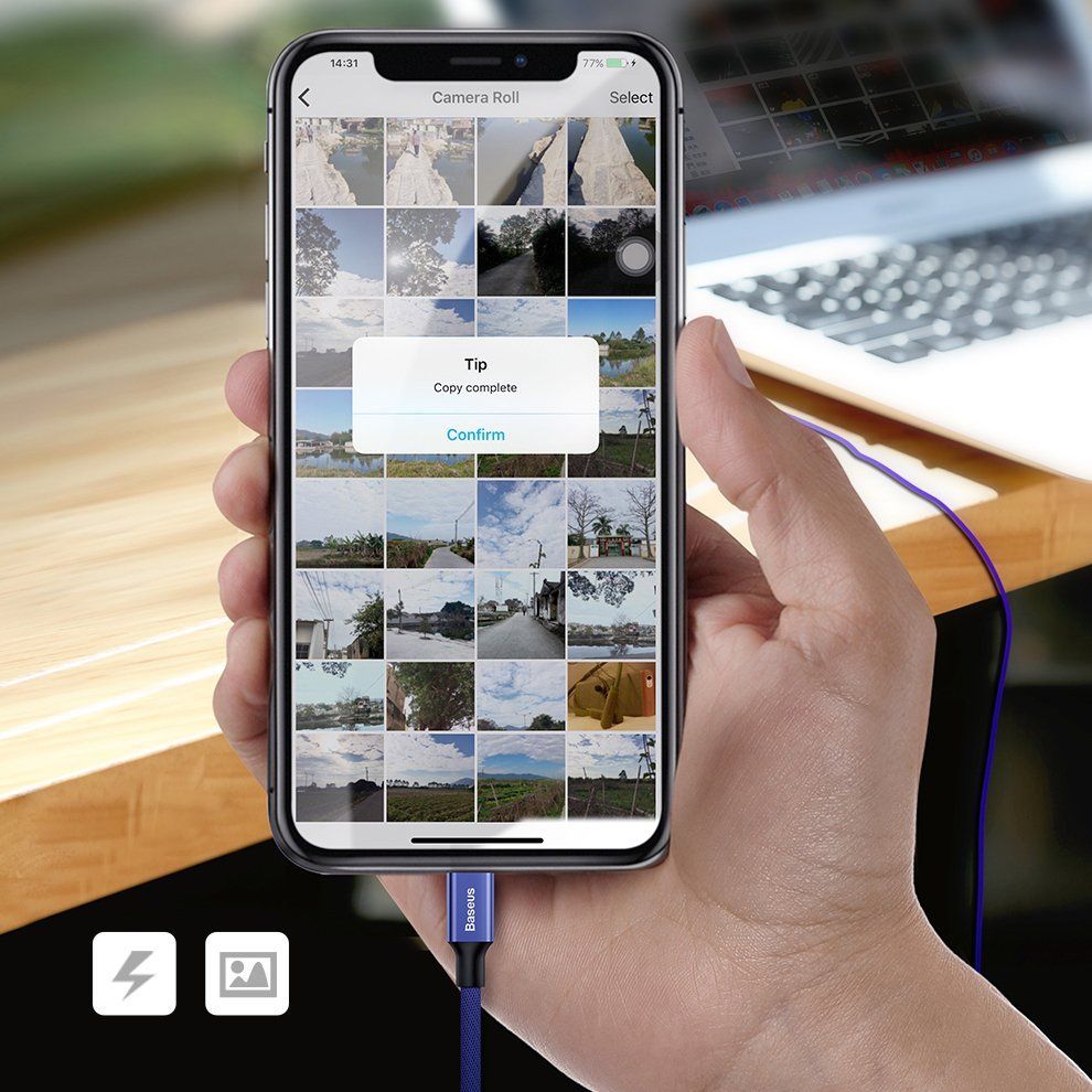 Kabelis Baseus Baseus Yiven fabric braided cable USB / Lightning 1.8M black (CALYW-A01)