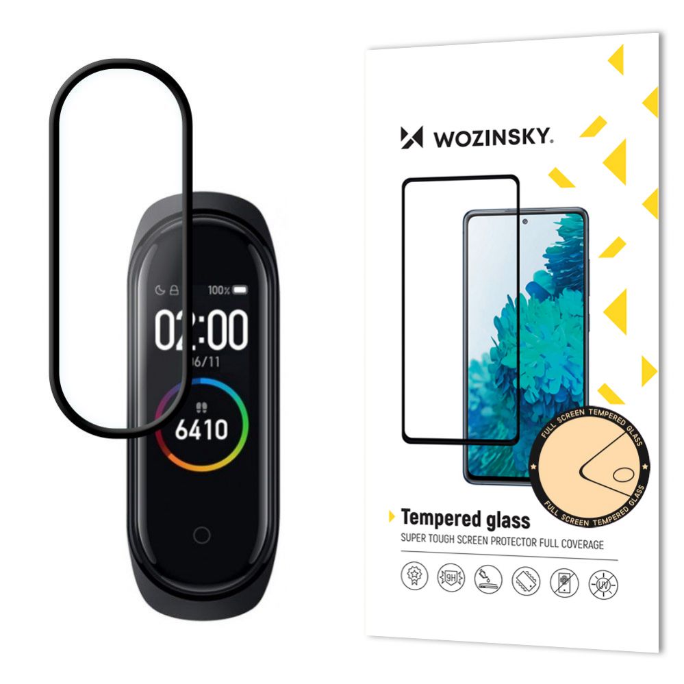 Aizsargstikls Wozinsky Wozinsky super wytrzymałe szkło folia szklana Full Glue na cały ekran z ramką Case Friendly Xiaomi Mi Band 4 / Mi Band 3 przezroczysty