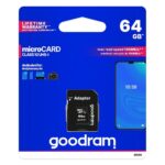 Flash drive Goodram  Goodram Microcard 64 GB micro SD XC UHS-I class 10 memory card, SD adapter (M1AA-0640R12) 