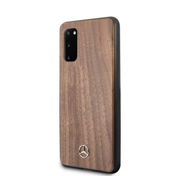 Back panel cover Mercedes-Benz Mercedes Wood Line Walnut Case for Samsung Galaxy S20 - Brown
